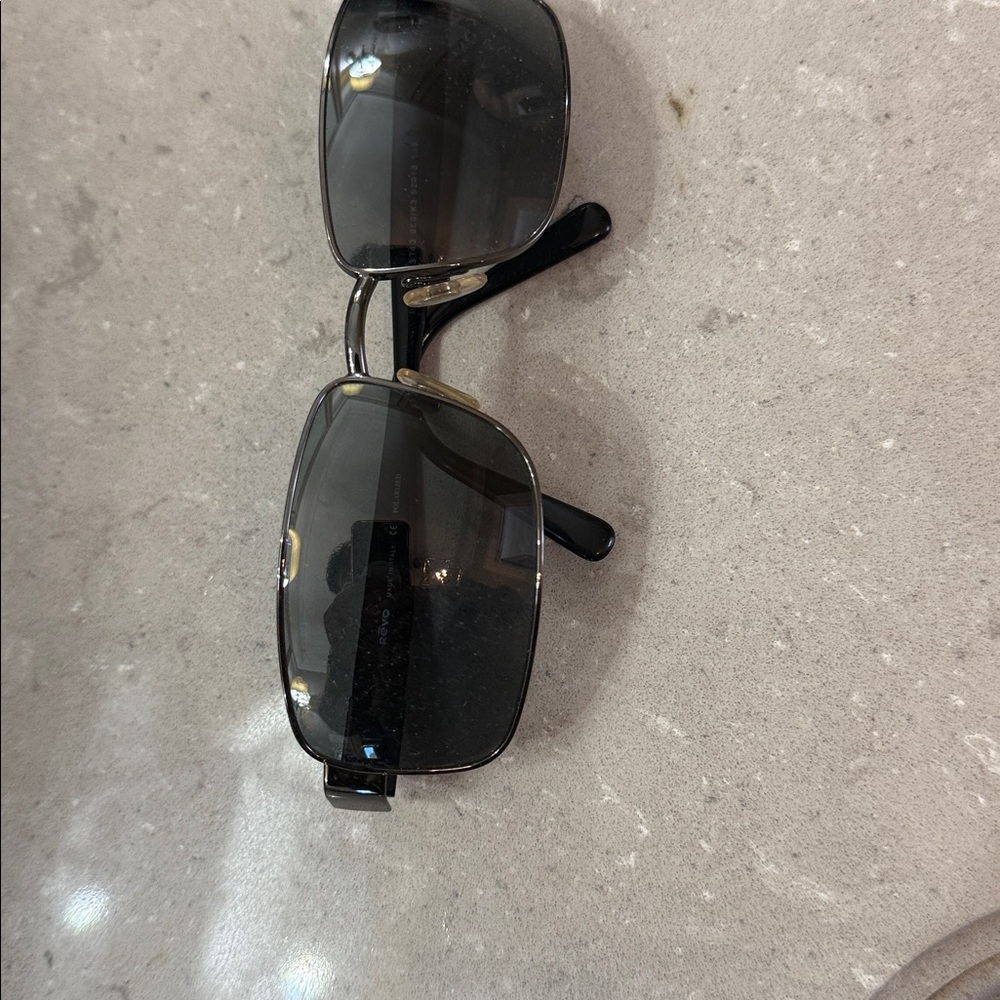 Revo Sleek Black Rectangular Sunglasses